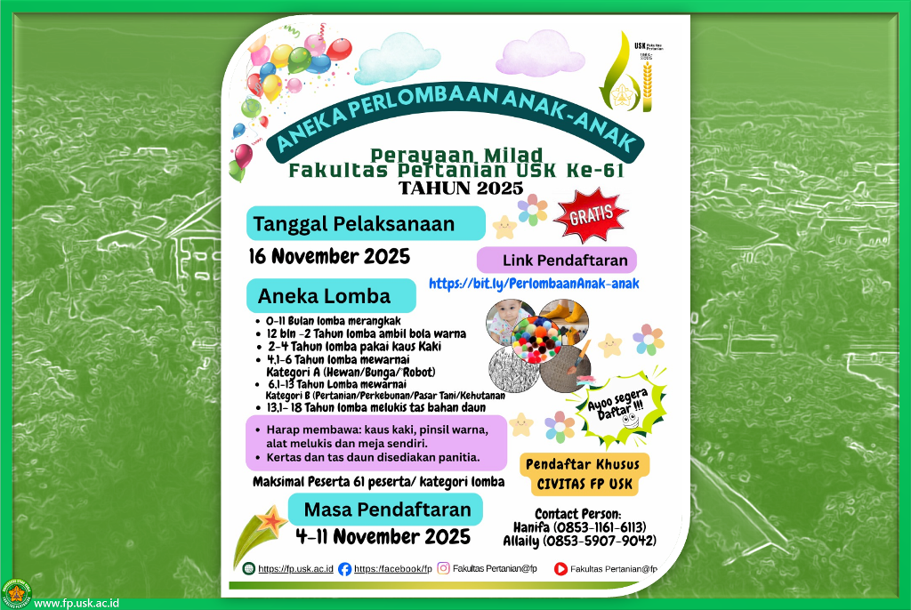Semarak Keceriaan di Aneka Perlombaan Anak-Anak Milad FP-USK ke-61