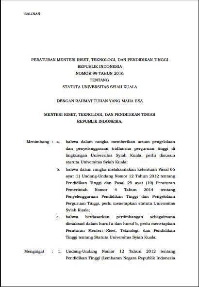 Statuta Unsyiah Cover